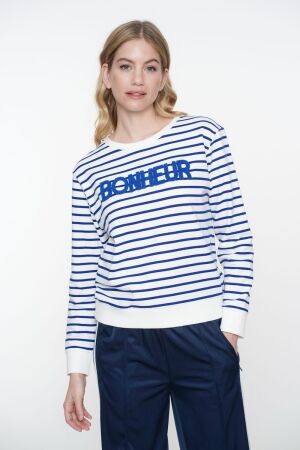 Geisha Geisha sweat striped 52118-41 Sweater 625 blue/off-white