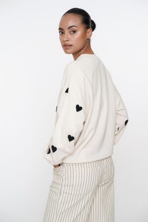 Geisha Geisha sweater hearts terry 52084-21 Sweater 721 light sand/black