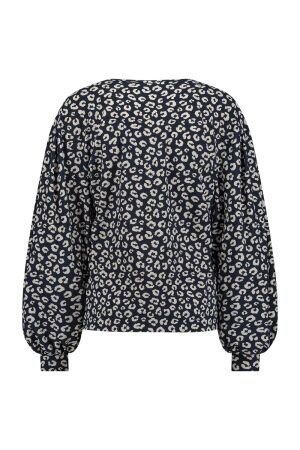 Studio Anneloes Studio Anneloes leah leopard top 12231 T-shirt Lange mouw 6914 dblue/kit