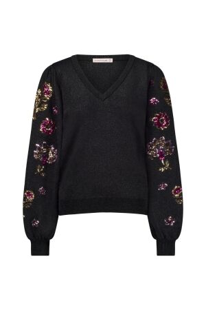 Studio Anneloes Studio Anneloes milly flower sequins pullover 12255 Trui 9000 black