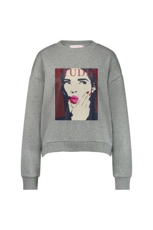 Studio Anneloes Studio Anneloes ninay face sweater 12259 Sweater 9500 grey melange