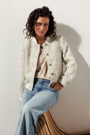 Tramontana Tramontana tweed bomber jacket q02-15-801 Jackets 001100-offwhite