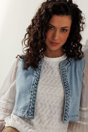 Tramontana Tramontana braided-detailed vest f01-15-802 Vest 000043-lightbluedenim