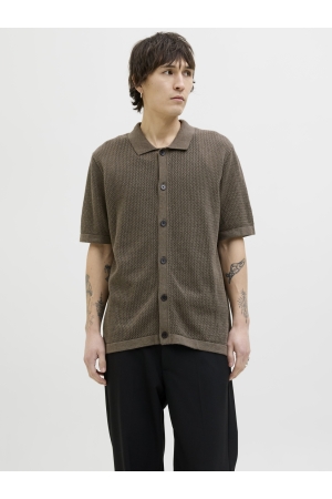 Jack & Jones Jack & Jones jprblaarto knit polo ss Overhemd rain drum melange