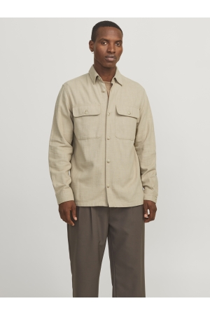 Jack & Jones Jack & Jones jprccraymond spring solid overshirt sn Overshirt white pepper comfort fit
