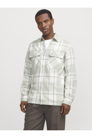 Jack & Jones Jack & Jones jprccraymond spring check overshirt sn Overshirt aqua gray