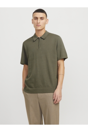 Jack & Jones Jack & Jones jprblamilano spring knit polo ss sn Trui korte mouw tea leaf