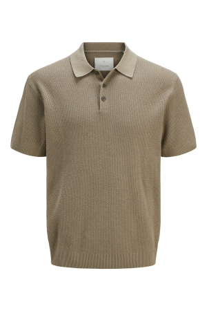 Jack & Jones Jack & Jones jprcccooper knit polo ss sn Trui korte mouw greige