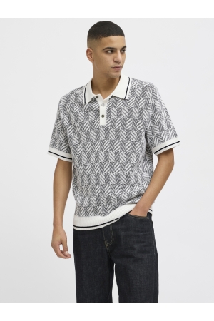 Jack & Jones Jack & Jones jprblucody structure knit polo ss Trui korte mouw dark denim