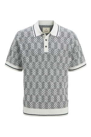 Jack & Jones Jack & Jones jprblucody structure knit polo ss Trui korte mouw dark denim