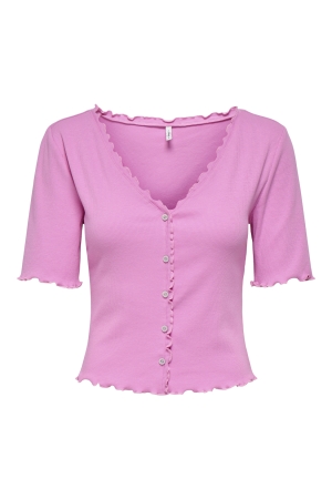 Only Only onllaila s/s button top jrs T-shirt Korte mouw fuchsia pink