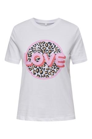 Only Only onlariya life reg s/s love top box jrs T-shirt Korte mouw bright white love