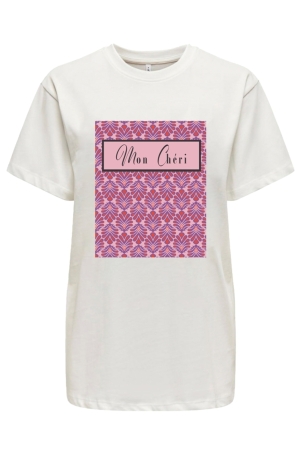 Only Only onlfleur life s/s tee cs jrs T-shirt Korte mouw cloud dancer mon cheri