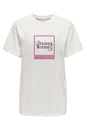 Only Only onlfleur life s/s tee cs jrs T-shirt Korte mouw cloud dancer bisous