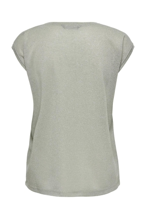 Only Only onlsilvery s/s v neck lurex top jrs noos T-shirt Korte mouw desert sage