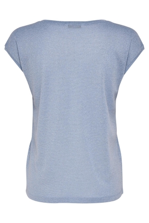 Only Only onlsilvery s/s v neck lurex top jrs noos T-shirt Korte mouw halogen blue