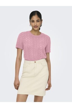 Only Only onlsaga life ss o-neck cc knt Trui korte mouw romance rose