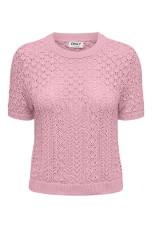 Only Only onlsaga life ss o-neck cc knt Trui korte mouw romance rose