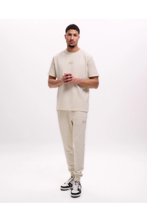 Malelions Malelions striped signature t-shirt mm1-ss25-07 Print T-shirts 120 beige