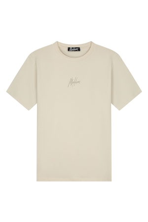 Malelions Malelions striped signature t-shirt mm1-ss25-07 Print T-shirts 120 beige