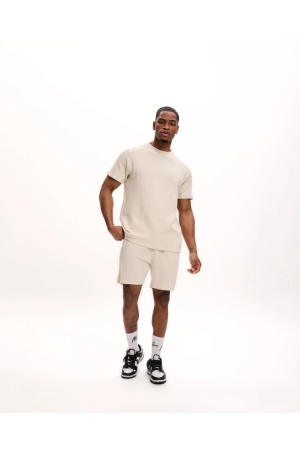 Malelions Malelions signature waffle t-shirt mm2-ss25-33 Print T-shirts 120 beige
