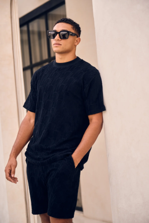 Malelions Malelions monogram towelling t-shirt mm3-ss25-23 Print T-shirts 900 black