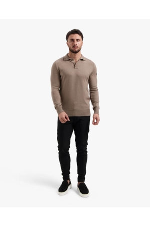 Malelions Malelions knitted long sleeve polo mm1-ps25-09 Poloshirts 336 taupe