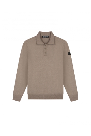 Malelions Malelions knitted long sleeve polo mm1-ps25-09 Poloshirts 336 taupe