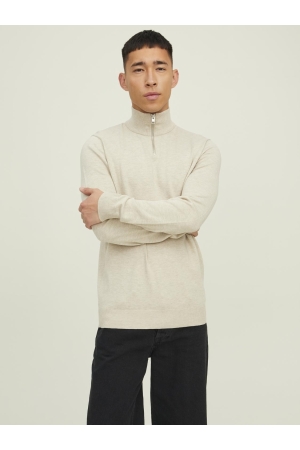 Jack & Jones Jack & Jones jjeemil knit half zip noos Trui oatmeal melange