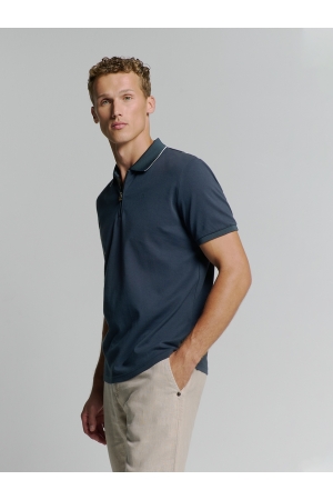 No- Excess No- Excess polo liquid finished cotton Poloshirts 096 deep blue
