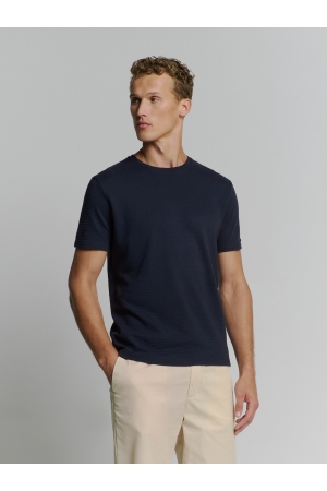 No- Excess No- Excess t-shirt crewneck solid relief jacquard Print T-shirts 096 deep blue