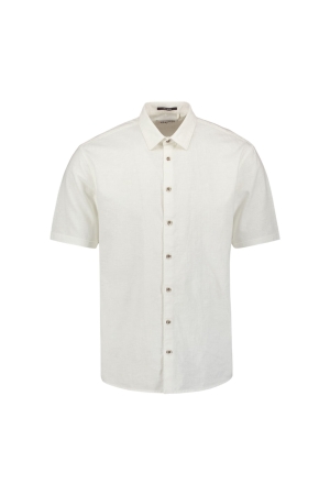 No- Excess No- Excess shirt short sleeve solid with linen Overhemd 010 white