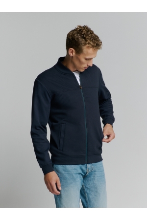 No- Excess No- Excess sweater full zipper jacquard mix bomber Trui 096 deep blue
