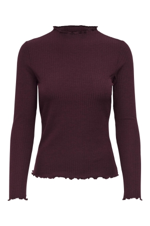 Only Only onlemma l/s high neck top noos jrs T-shirt Lange mouw madder brown
