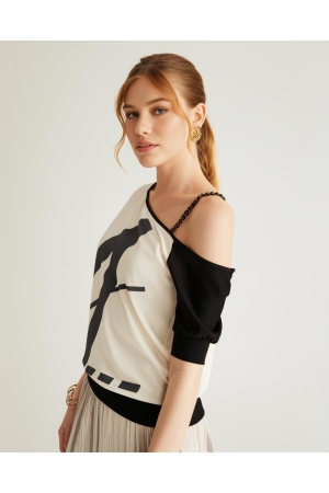 ZIP73 ZIP73 top one shoulder z25/109/03/001 T-shirt Korte mouw 001 black