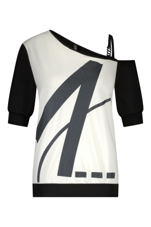 ZIP73 ZIP73 top one shoulder z25/109/03/001 T-shirt Korte mouw 001 black