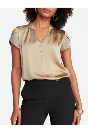 ZIP73 ZIP73 top tulip sleeve mesh z25/115/05/710 T-shirt Korte mouw 710 gold