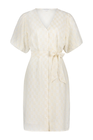 Tramontana Tramontana checked embroidery dress c17-16-501 Jurk 001100 offwhite