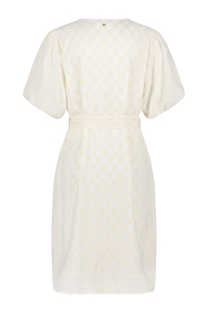 Tramontana Tramontana checked embroidery dress c17-16-501 Jurk 001100 offwhite