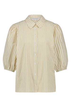 Tramontana Tramontana striped puff-sleeved blouse c18-16-301 Blouse 002000 sand