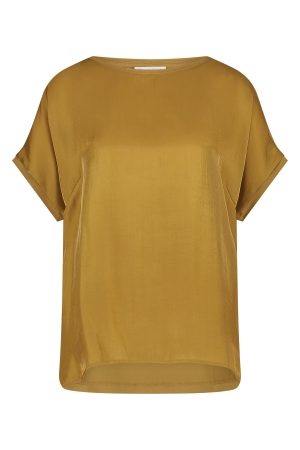 Tramontana Tramontana shimmer fabric mix top c16-16-401 T-shirt Korte mouw 002930 bronzemist