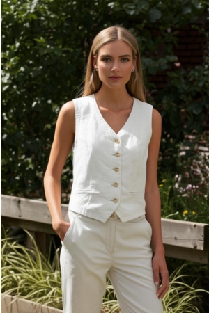 Red Button Red Button waistcoat cotton linen srb4506 Gilets pearl
