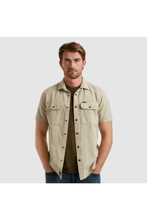 PME Legend PME Legend psis2504220 ctn/linen dobby fugees Overhemd 6386 gray green