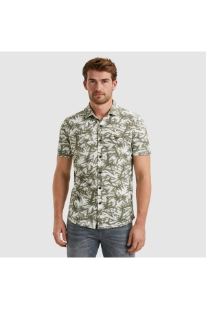 PME Legend PME Legend psis2505228 jersey pique print leaf Overhemd 7003 bright white