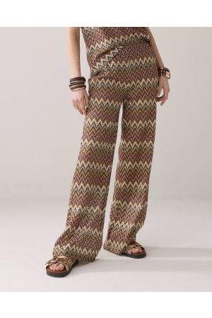 SUMMUM SUMMUM wide leg zig zag pant 4s2807-30698 Broek 120 multicolour