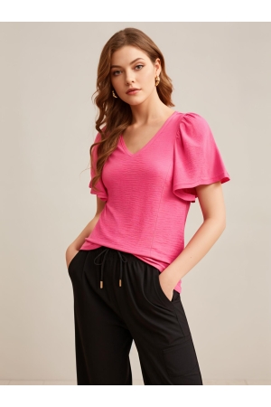 Geisha Geisha top crinckle 53352-21 T-shirt Korte mouw 451 raspberry