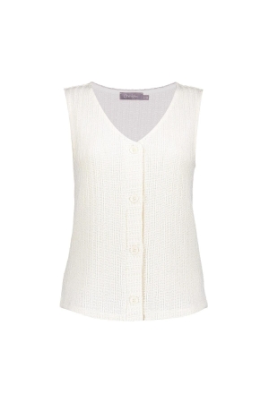 Geisha Geisha singlet knit with buttons 54350-41 Tops en Singlets 10 off-white