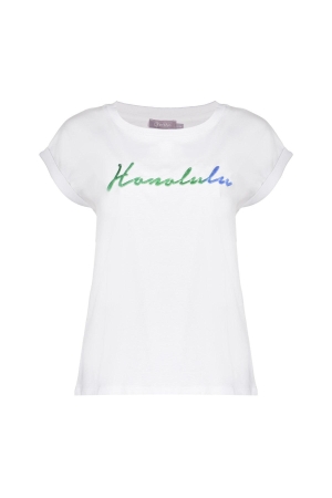Geisha Geisha t-shirt honolulu 52397-41 T-shirt Korte mouw 10 off-white/green