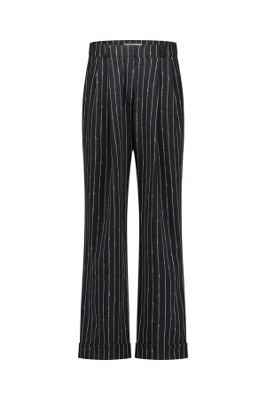 Studio Anneloes Studio Anneloes jobke pinstripe trousers 12446 Broek 9022 black/latte
