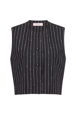 Studio Anneloes Studio Anneloes sjuul pinstripe gilet 12447 Gilets 9022 black/latte